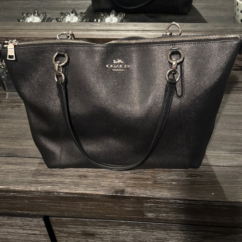 Coach Black Textured Tote Bag